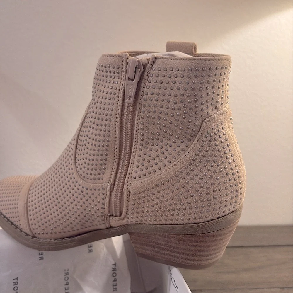 NIB [Report] Denzel Studded Ankle Western Low Heel Booties in Pink Women’s 6.5 - Picture 6 of 16